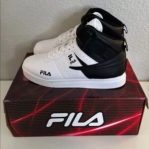Fila Vulc 13 Tech Big Kids Sneakers Black White High Top Shoes Size 5 Youth New